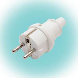 Priză albă împământată cu ghidaj de cablu drept - Prize