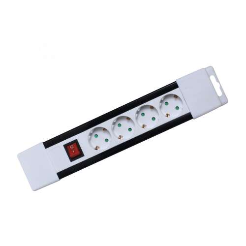 4-outlet power strip with switch, 2m white cable
