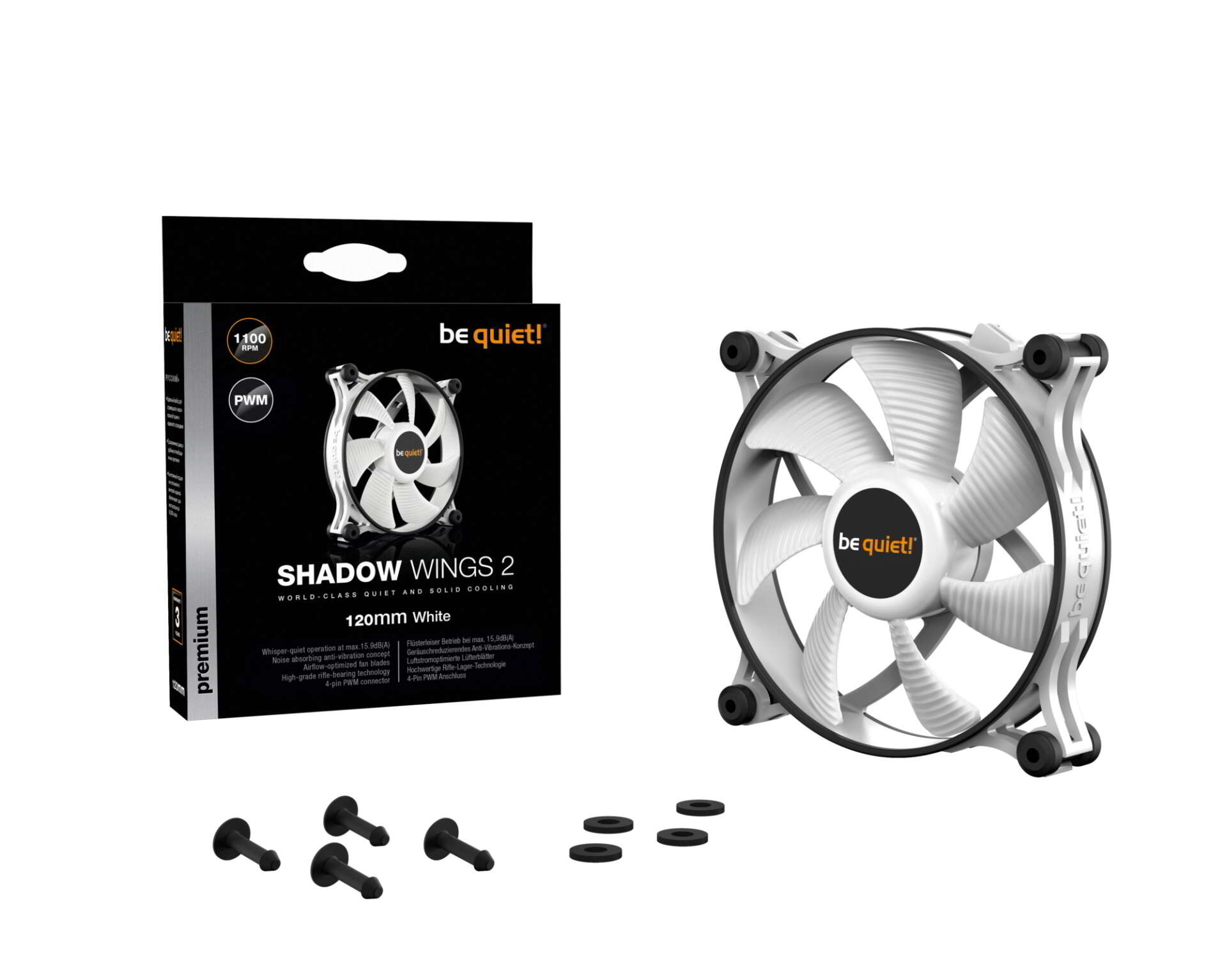 Be Quiet! Cooler 12cm - SHADOW WINGS 2 120mm PWM White (1100rpm,...