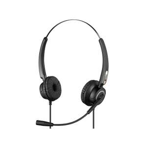 Sandberg USB Office Headset Pro Stereo, fekete, fülre helyezhető fejhallgató mikrofonnal, hangerőszabályzóval, 2,1m kábellel - Sandberg