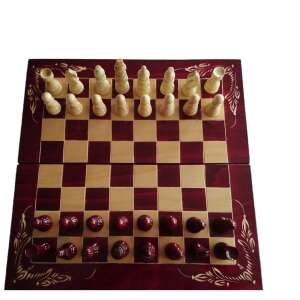 Nagy fa sakk készlet 50x50 cm sakk tábla doboz klaszikus sakkfigura backgammon dáma játék piros 64747711 