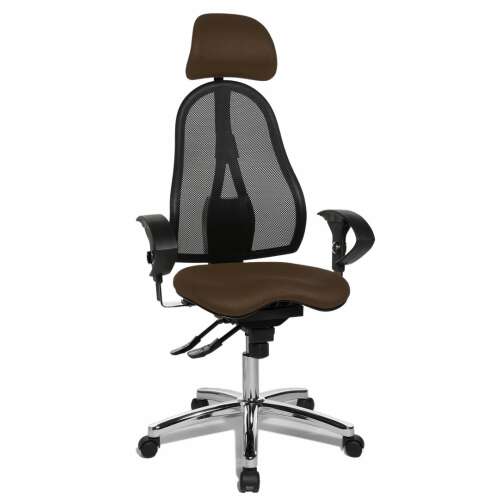 Topstar Sitness 45 ergonomic office chair with adjustable headrest, armrests, and height, dark brown