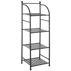 Feridras Haiti raft metalic negru pentru baie cu 4 rafturi, 33,5x27,5x116cm - Raft pentru baie