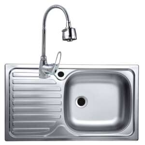 Italbox kitchen sink and faucet set, stainless steel, single bowl, right side, 43.5x76cm - Kitchen Sink