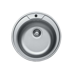 Italbox Round Kitchen Sink made of satin-finished stainless steel, 50 cm diameter, silver 125333633 - Kitchen Sink