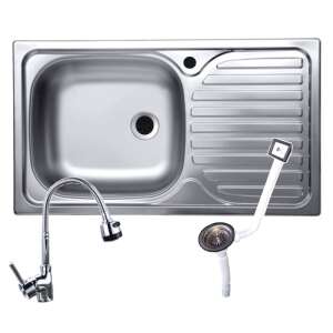 Italbox stainless steel kitchen sink set with flexible faucet, drain valve and accessories - Kitchen Sink