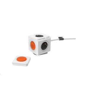 Allocacoc PowerCube Extended Remote Set, alb și portocaliu, prelungitor cu 4 prize și telecomandă, cablu de 1,5 m - Allocacoc Prize
