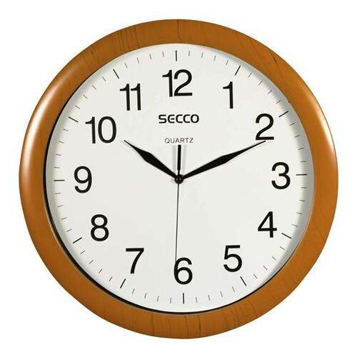 Zegar ścienny SECCO "Sweep Second" 32 cm ramka z efektem drewna (DFA021 / S TS8002-97)
