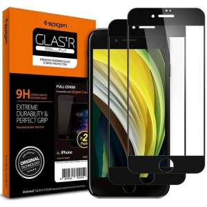 Glasfolie Spigen, Passend für Hülle, Glass FC iPhone 7/8, SE (2020), Schwarz, 2St 64757603 - Spigen Schutzfolien für Handys