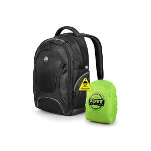 Port Designs COURCHEVEL 17.3 Zoll Laptop-Rucksack mit Regenhülle, schwarz mit roten Akzenten - Port Designs