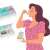 Woman taking pills from a 7-day pill organizer, illustration