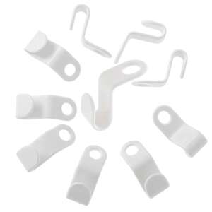 10 pack of white plastic wardrobe hooks - Kik