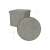 Gray foldable storage ottoman with lid, close-up of fabric texture