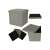 Gray foldable storage ottoman with lid open and closed, showing storage space