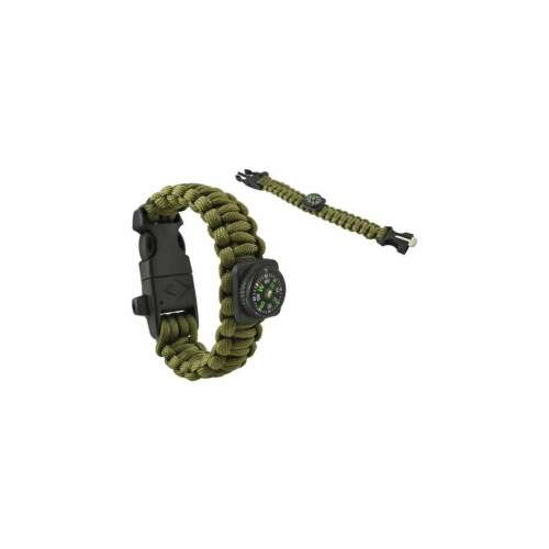 Paracord-Überlebensarmband mit Kompass, grün, verstellbar