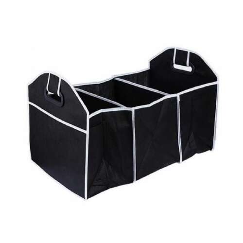 Fekete autó csomagtartó rendező három rekesszel és fogantyúkkal