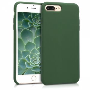 kwmobile dark green silicone case on iPhone 7/8 Plus front and side view - Phone Case