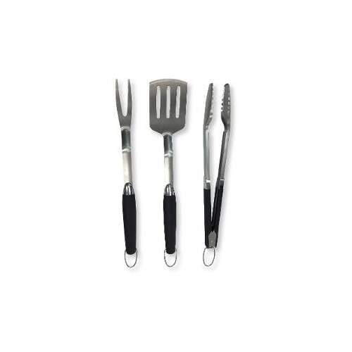 Fieldmann FZG 9017 grill szett, 3 db, lapát, villa, csipesz, rozsdamentes acél, fekete fogantyúk