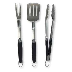 Set de instrumente pentru grătar Fieldmann FZG 9017, 3 piese, spatulă, furculiță, clește, oțel inoxidabil, mânere negre - Grătar de grădină, unelte de gătit
