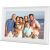 Sencor SDF 1091W digital photo frame displaying a family photo on the beach