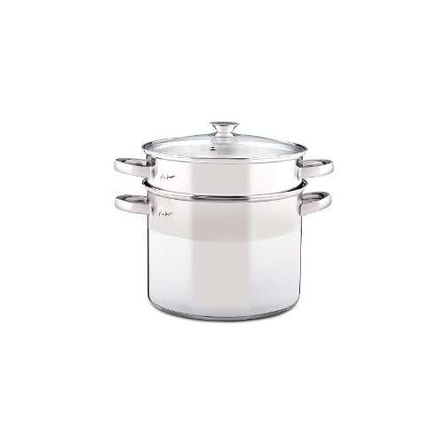 Lamart stainless steel pasta pot with glass lid and steamer insert
