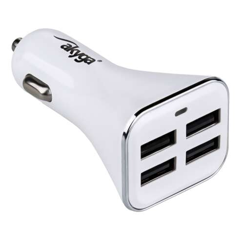 Akyga AK-CH-09 Încărcător auto USB cu 4 porturi, alb