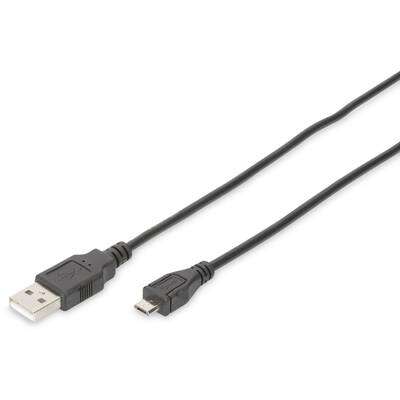 Digitus Cablu USB 2.0 [1x conector USB 2.0, tip A - 1x conector USB 2.0, tip micro B] 1.80 m Negru Rotund, Dublu ecranat (DB-300127-018-S)