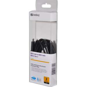 Sandberg USB-C to USB-C cable, 2 meters, black, USB 3.1 Gen.2, SuperSpeed 10Gbps - Data Cable