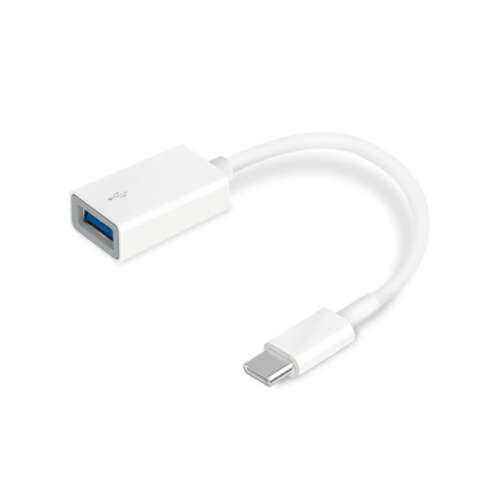 TP-Link USB-C to USB-A 3.0 Adapter, UC400, white, angled view