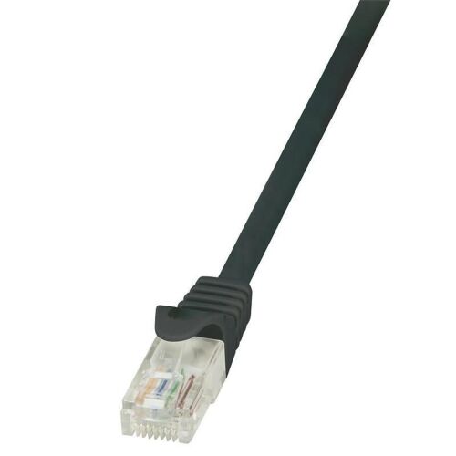 LogiLink EconLine CAT6 U/UTP patch kábel, 10m, fekete, RJ45 csatlakozó közelről