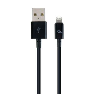 Gembird USB 2.0 (T) към Lightning (T) кабел за захранване и данни, 1 м, черен, CC-USB2P-AMLM-1M (CC-USB2P-AMLM-1M) 133809335 - Gembird