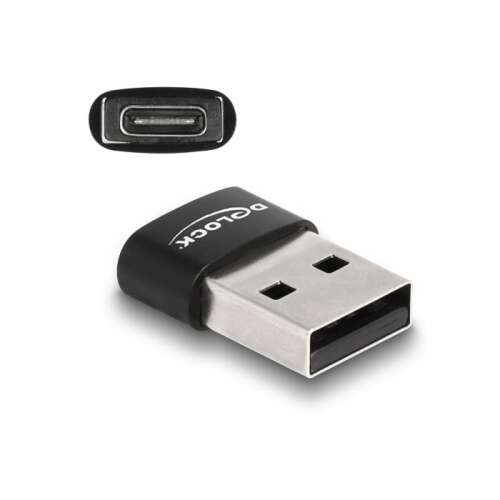 Delock Átalakító USB 2.0 Type-A male to USB Type-C female, fekete