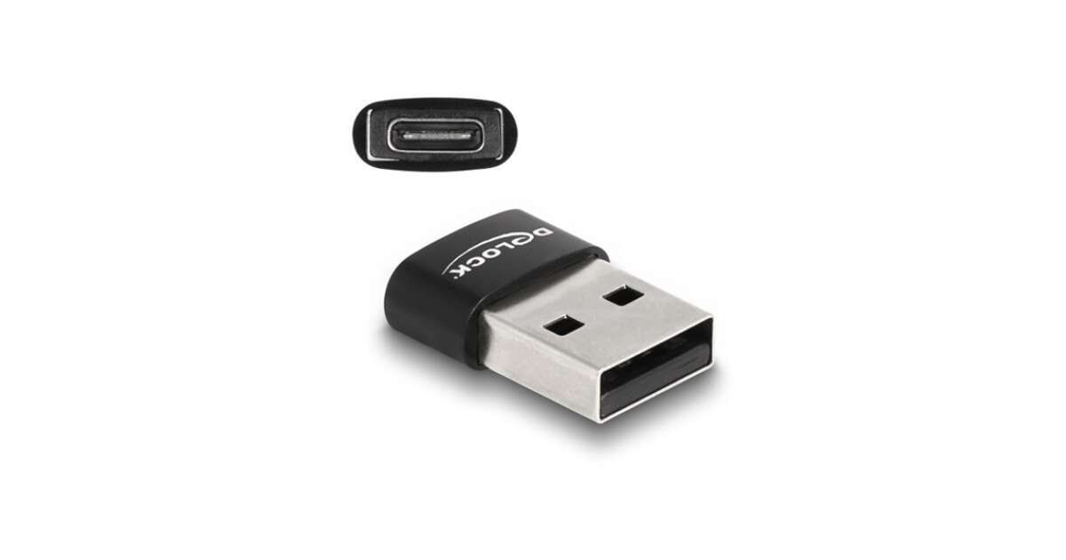 Delock Átalakító USB 2.0 Type-A male to USB Type-C female, fekete 64860560