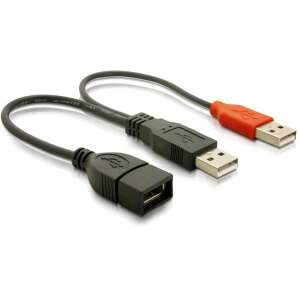 DeLock DL65306 USB 2.0 Y-kábel, 20cm, fekete, piros - USB átalakító