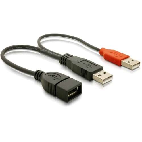 DeLock DL65306 USB 2.0 Y-cable, 20cm, black, red