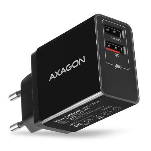 Axagon ACU-QS24 duálna USB sieťová nabíjačka s Quick Charge 3.0 a SMART nabíjacími portami