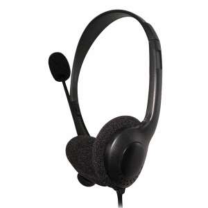 Fiesta FIS1020 Chat Stereo Headset, czarne słuchawki z mikrofonem, miękkie nauszniki, długi kabel USB - Omega