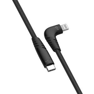 Kábel Silicon Power USB-C na Lightning, 1 meter, čierny, 60W, certifikovaný MFi, L-tvarový konektor - Káble