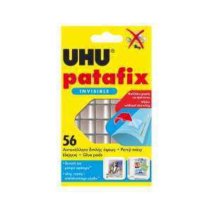 UHU Patafix Invisible 56 count pack of reusable, transparent, ultra-thin adhesive pads for mounting posters, photos, and other items on various surfaces - Sticky Tack