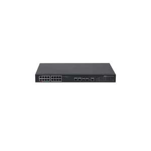 Dahua PFS4218-16ET-240 menedzselhető PoE switch, elülső nézet, 16x 100Mbps PoE/PoE+ port, 2x Gigabit/SFP kombinált uplink port - Dahua