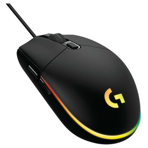 Logitech G102 Lightsync Čierna Drôtová Herná Myš, uhlový pohľad
