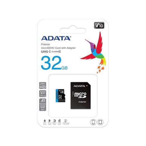 ADATA MicroSD-Karte - 32GB microSDHC UHS-I Class10 A1 V10 (R/W: 100/20 MB/s) + Adapter