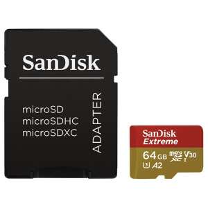 Pamäťová karta SanDisk Extreme 64GB microSDXC s adaptérom, UHS-I U3, V30, A2, rýchlosť čítania 170MB/s - Foto, video a optika