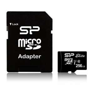 Silicon Power Elite 256GB microSDXC UHS-1 U1 memory card with SD adapter - Photography, Video & Optic