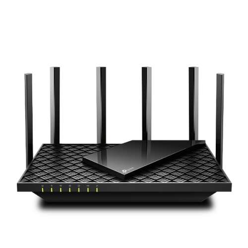 TP-Link Archer AX72 AX5400 WiFi router, fekete, elülső nézet