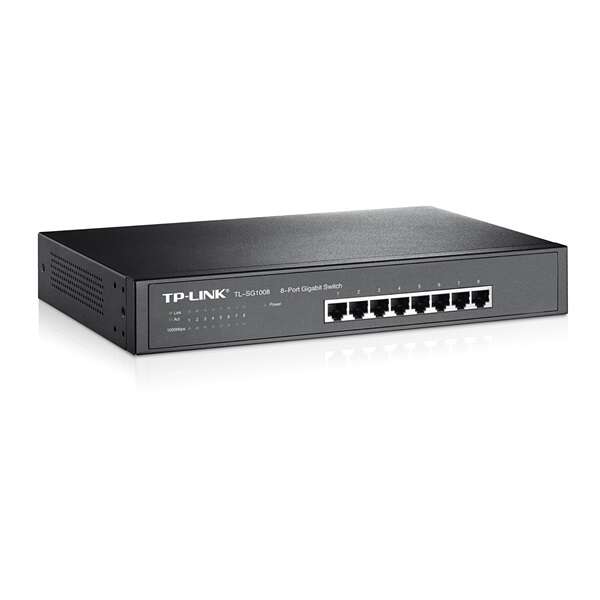 TP-Link Switch - TL-SG1008 (8 port, 1000Mbps; fém ház, rackbe sz...