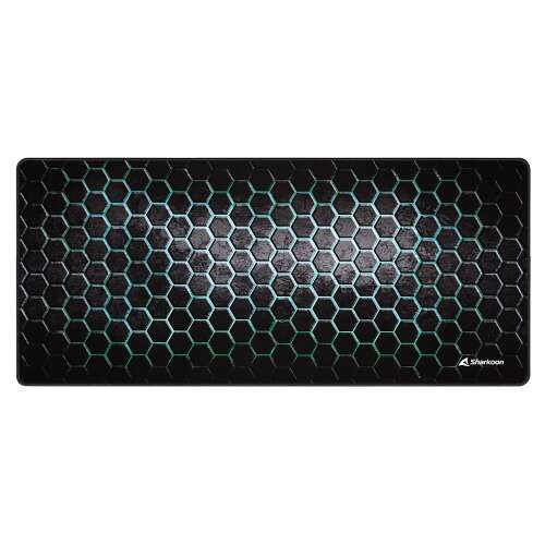 Sharkoon SKILLER SGP30 gaming mouse pad, black and green, honeycomb design
