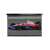 EliteScreens 84" manual wall mount projector screen, 16:9 aspect ratio, black frame, showing a race car image