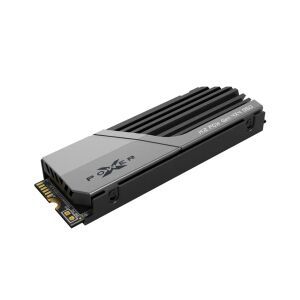 Silicon Power XS70 2TB NVMe PCIe Gen4 SSD with heatsink, angled view - Silicon Power