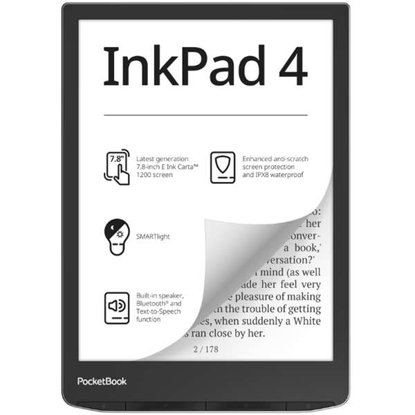 Pocketbook e-reader pb743g inkpad4 ezüst (7,8" e-ink,háttérvilágí...